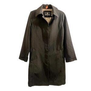 London Fog Women's Trench Coat Size M Black Paisley Lining